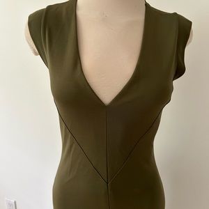 Smart sexy Olive dress with 70’s vibe. Made in Canada